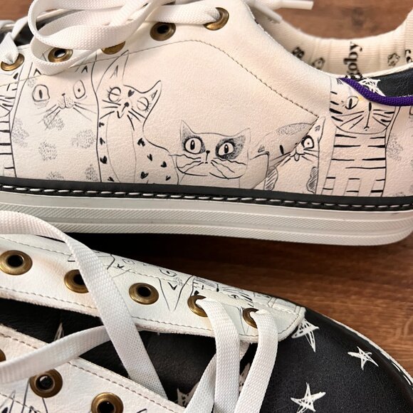 NWOT Goby Cat Lace Up White Black Sneakers Sz 42 (11.5) - Picture 12 of 16
